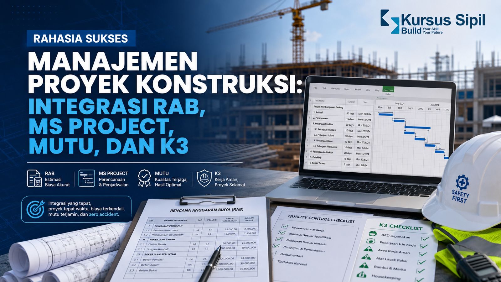 Rahasia Sukses Manajemen Proyek Konstruksi: Integrasi RAB, MS Project, Mutu, dan K3