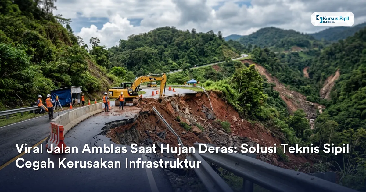 Viral Jalan Amblas Saat Hujan Deras: Solusi Teknis Sipil Cegah Kerusakan Infrastruktur