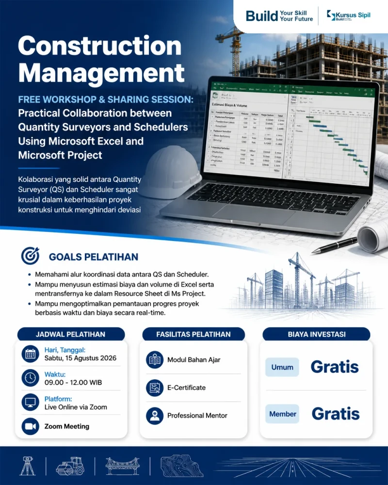 FREE WORKSHOP & SHARING SESSION: Practical Collaboration between Quantity Surveyors and Schedulers Using Microsoft Excel and Microsoft Project