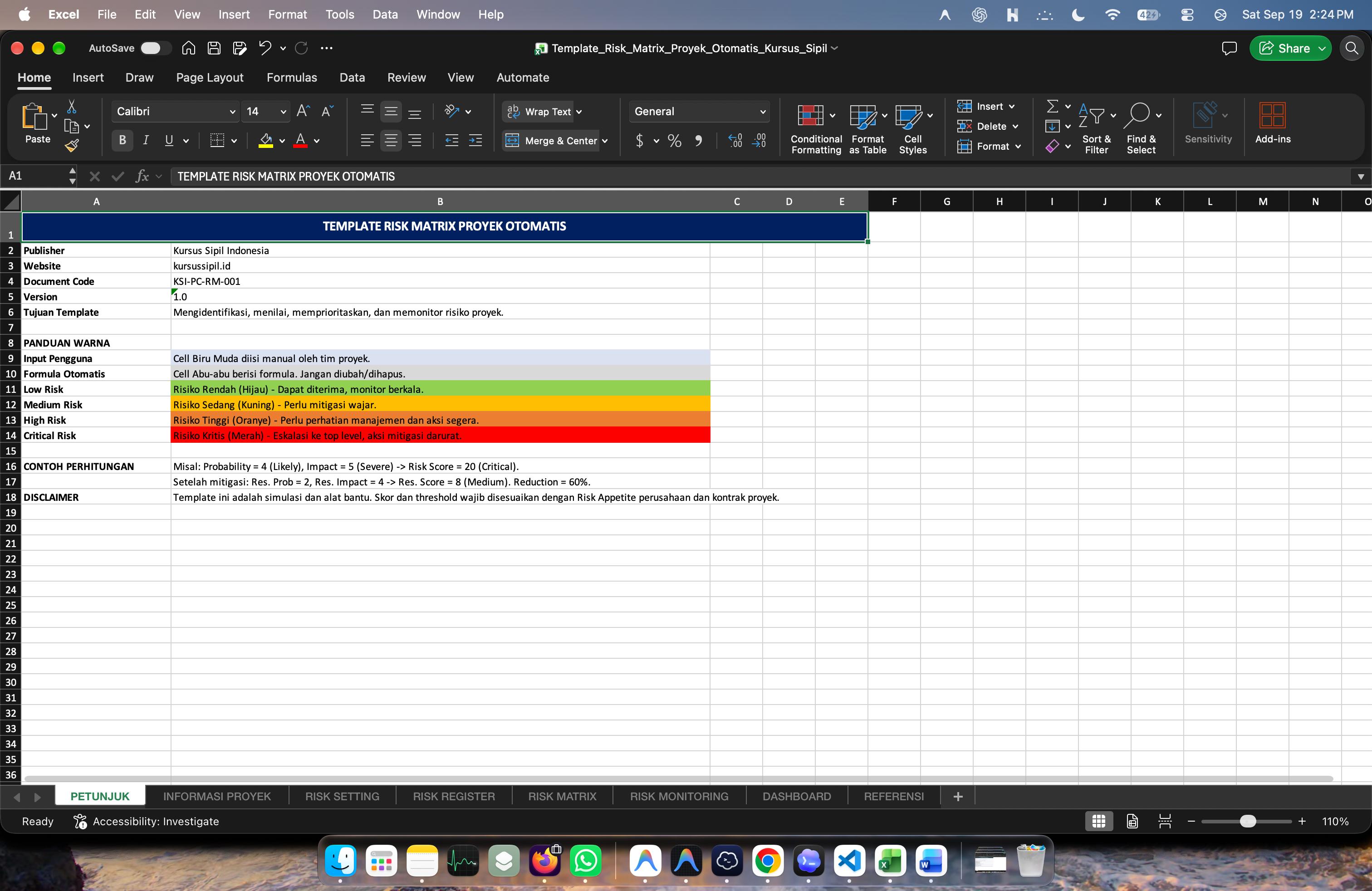 Pratinjau Template Risk Matrix