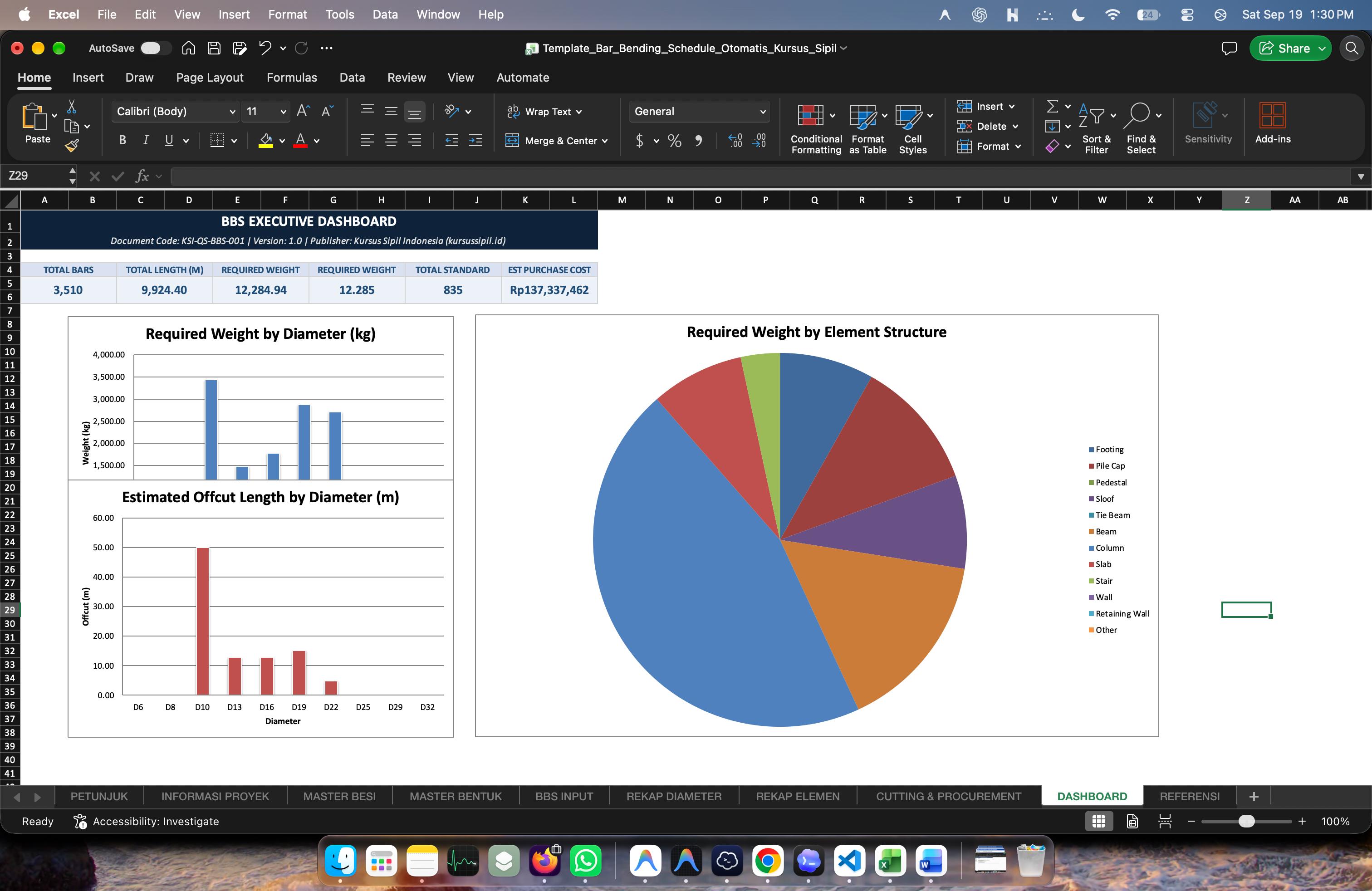 Template Bar Bending Schedule (BBS) Otomatis