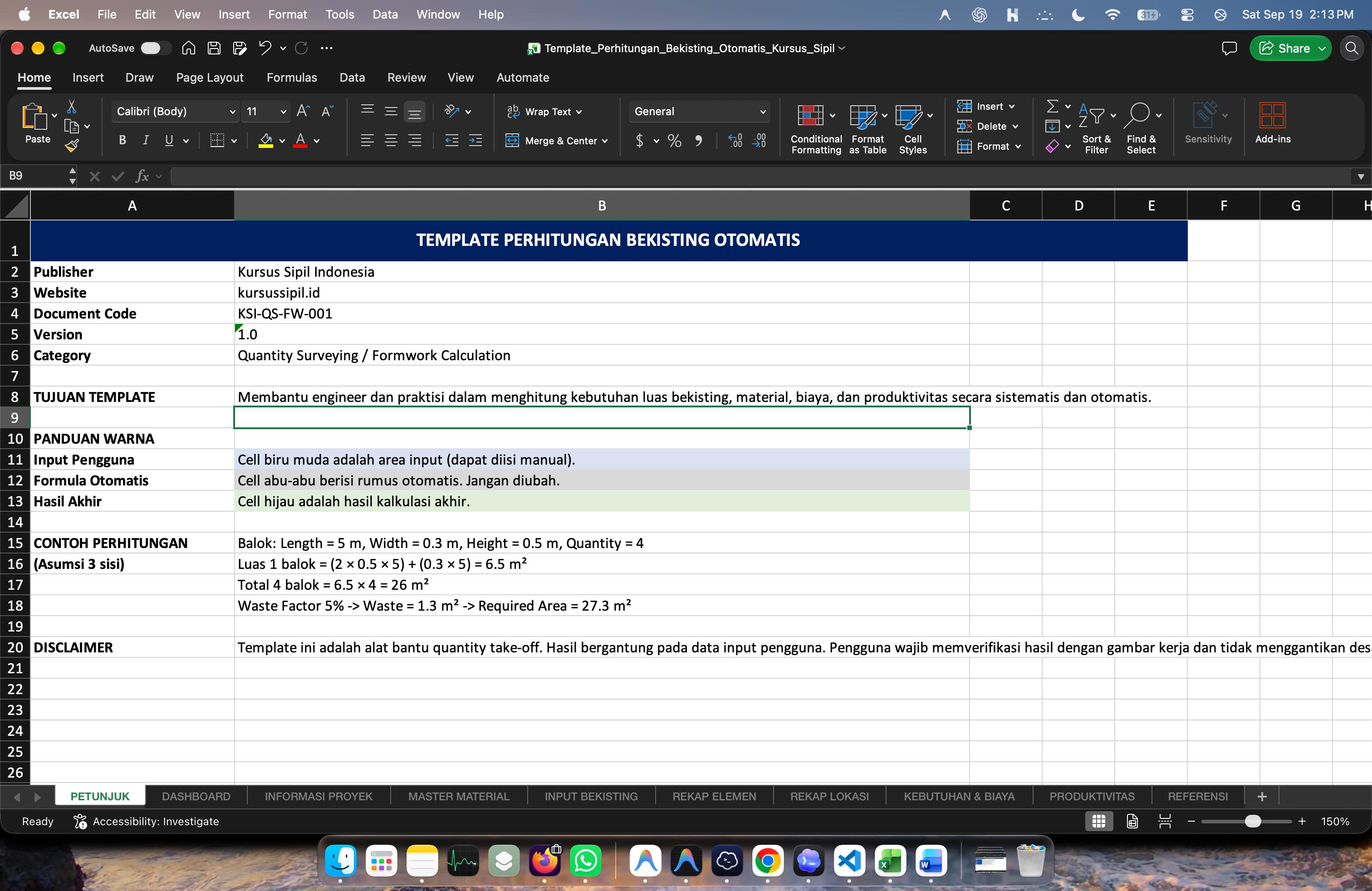 Template Perhitungan Bekisting